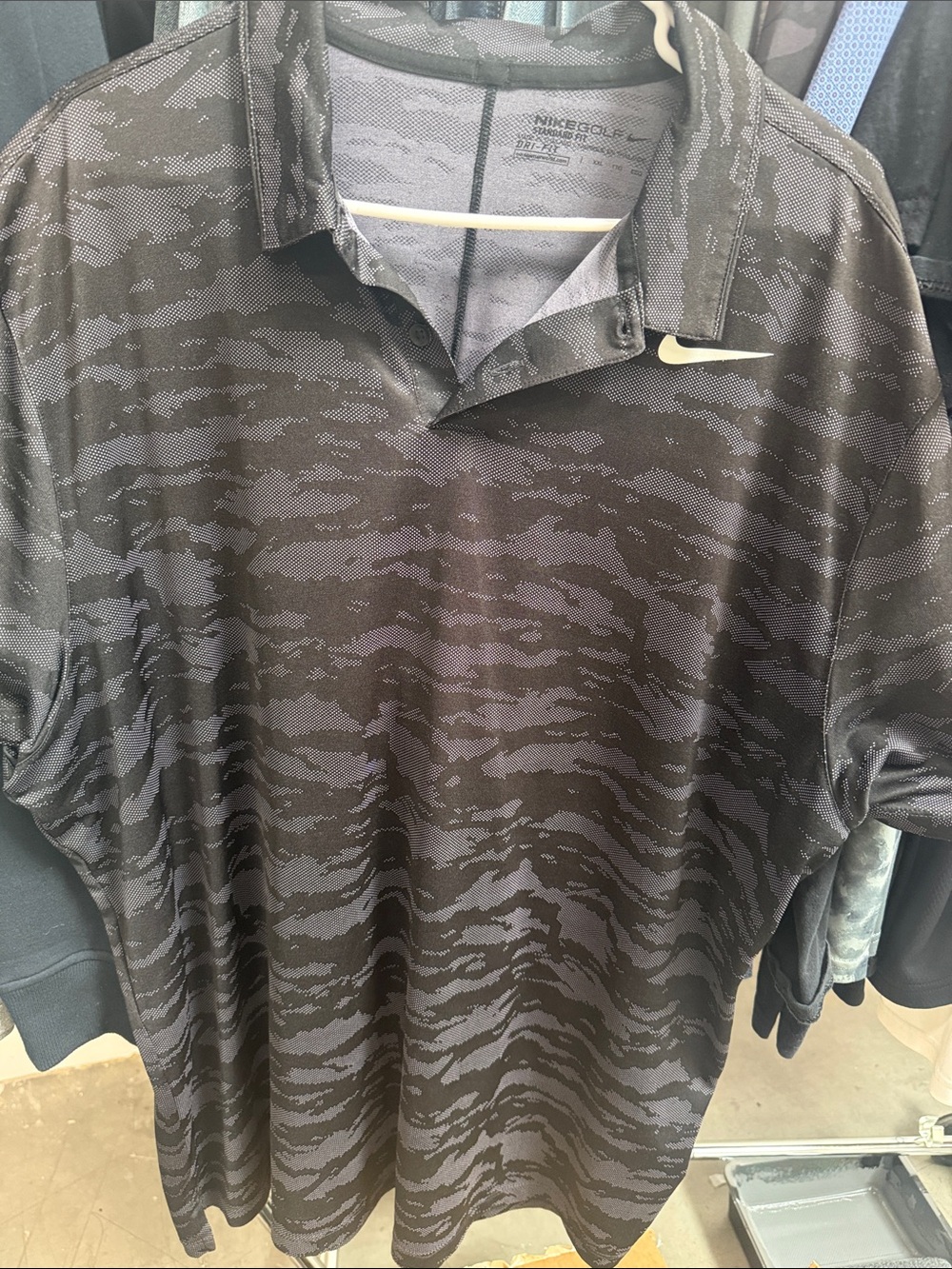 Nike Men’s Black & Gray Camo-Pattern Dri-FIT Polo